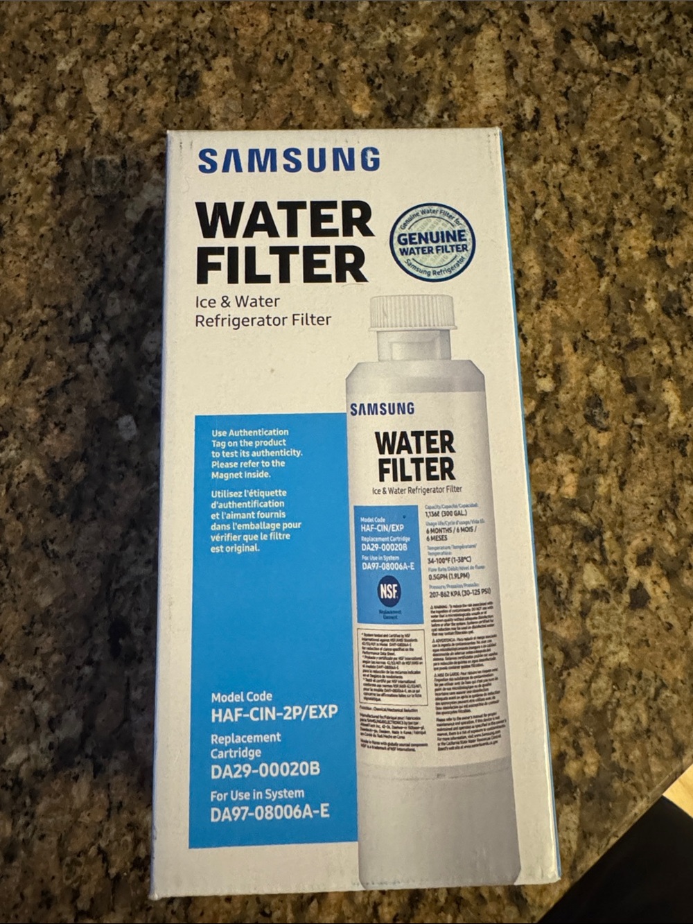 Samsung White Water Filter for Ice & Water Refrigerators 2 pack